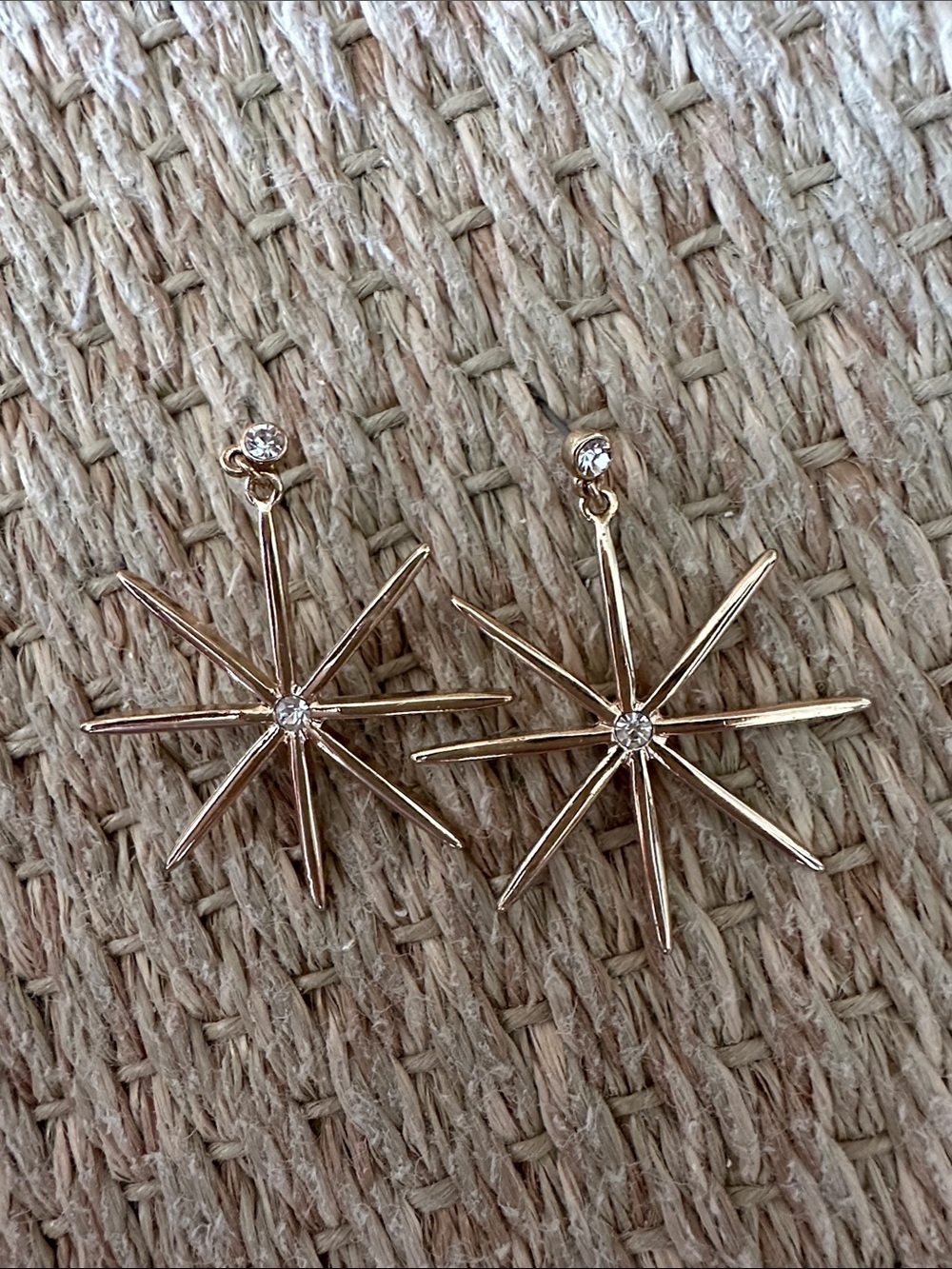 Gold Starburst Drop Earrings - Gold